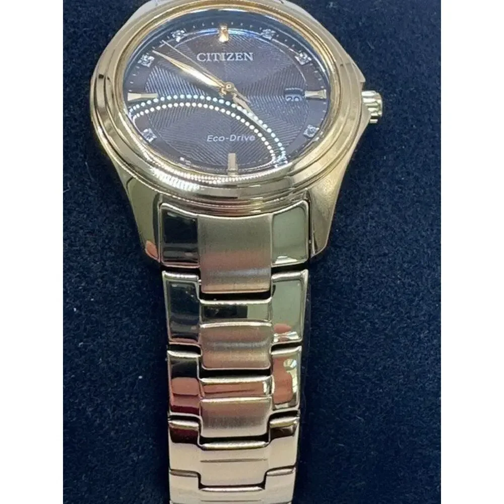 Citizen EcoDrive Ladies Dress Classic Gold Stainless Brown Dial Watch FE1138-88X